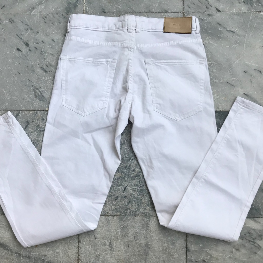 White Jeans Zara Denim Zara Man Pant Trouser Slim - Picture 7 of 8